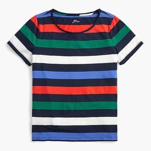 J. CREW | Supersoft Supima Raw-Edge T-Shirt Stripes Short Sleeve Red Green Blue